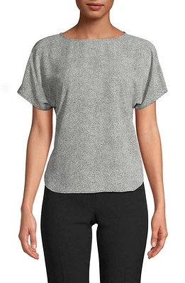 Anne Klein Microdot Short Sleeve Top White/Anne Black at Nordstrom,