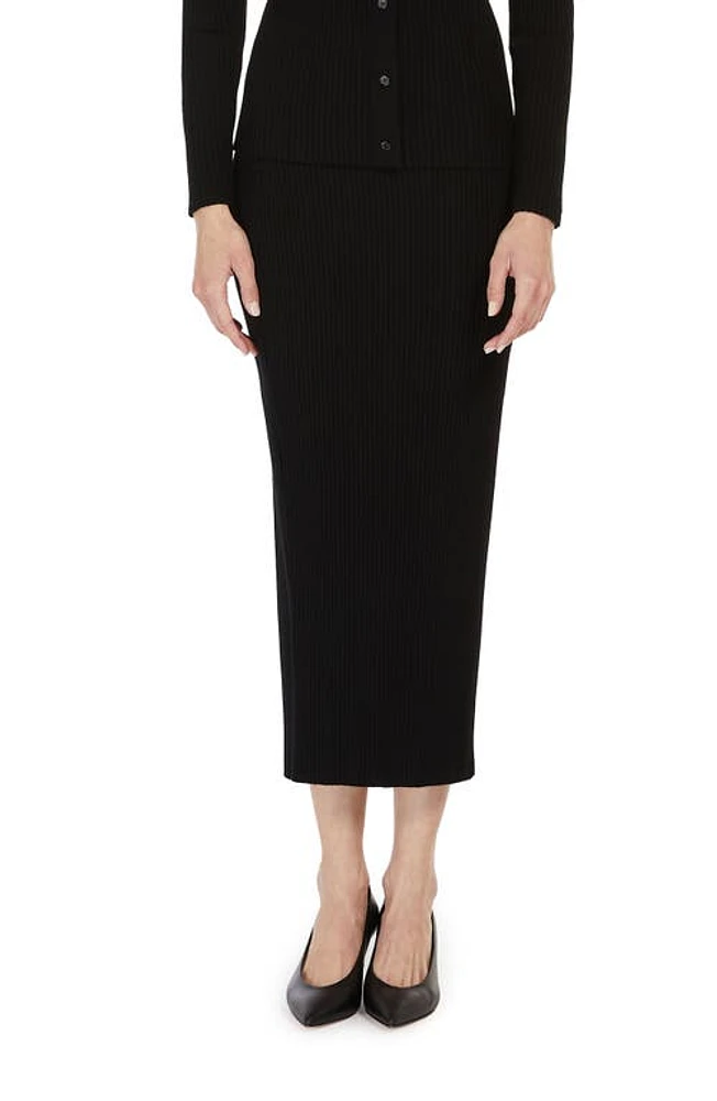 Weekend Max Mara Calotta Rib Midi Pencil Skirt Black at Nordstrom,