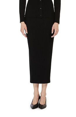 Weekend Max Mara Calotta Rib Midi Pencil Skirt Black at Nordstrom,