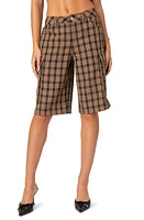 EDIKTED Plaid Cargo Shorts Brown/Black Mix at Nordstrom,