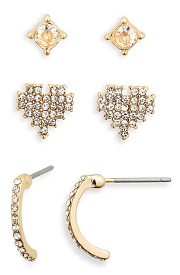 BP. Set of 3 Crystal Earrings in Gold- Clear at Nordstrom