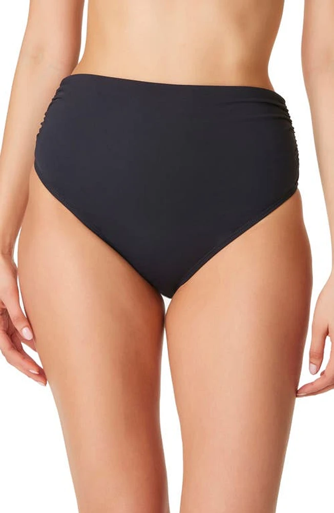 Rod Beattie Kore Shirred High Waist Bikini Bottoms Black at Nordstrom,