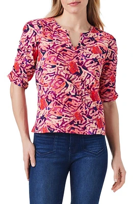 NZT by NIC+ZOE Blurred Floral Cotton Top in Pink Multi at Nordstrom, Size Xx-Large