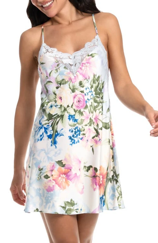 Bloom by Jonquil Amour Lace Trim Chemise Heather Blue at Nordstrom,