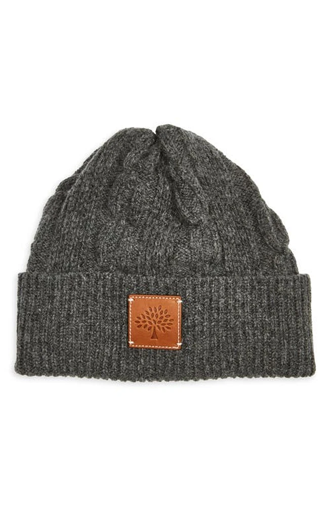 Mulberry Softie Cable Knit Cashmere Beanie in Charcoal at Nordstrom