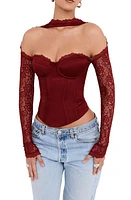 Mistress Rocks Lace Corset Top in Cherry White at Nordstrom, Size X-Small A