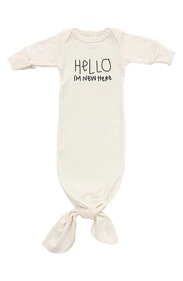 Tenth & Pine Hello I'm New Here Organic Cotton Tie Gown in Natural at Nordstrom, Size 0-3M