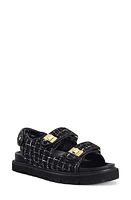 AZALEA WANG Sandie Tweed Slingback Sandal Black at Nordstrom,