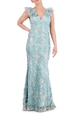 Eliza J Embellished Floral Appliqué Mermaid Gown Sage at Nordstrom,