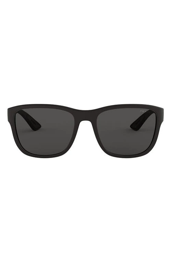 Prada Linea Rossa Pillow 59mm Sunglasses in Black Rubber/Grey at Nordstrom