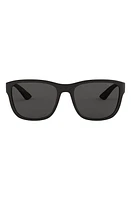 Prada Linea Rossa Pillow 59mm Sunglasses in Black Rubber/Grey at Nordstrom