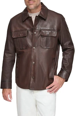 Andrew Marc Mogador Lambskin Leather Jacket Bourbon at Nordstrom,