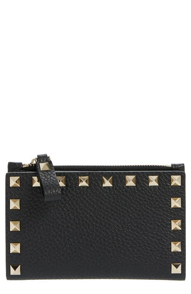 Valentino Garavani Rockstud Zip Coin & Card Pouch in Nero at Nordstrom