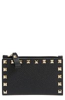 Valentino Garavani Rockstud Zip Coin & Card Pouch in Nero at Nordstrom