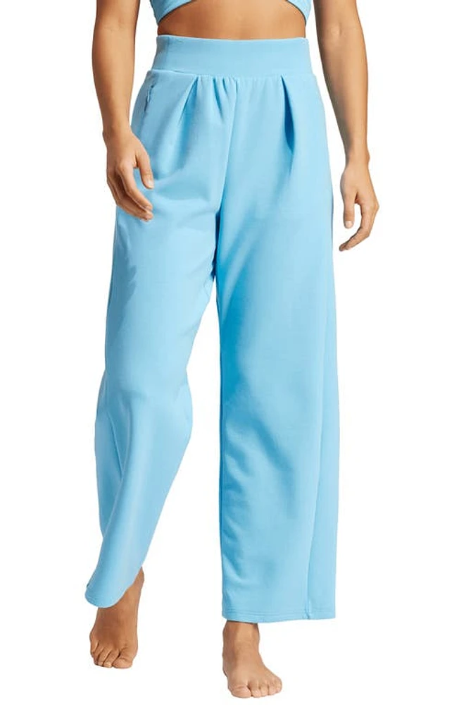 adidas Wide Leg Yoga Pants Semi Blue Burst/Grey at Nordstrom,