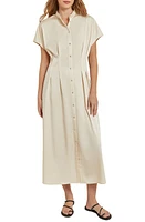 Misook Pleated Midi Shirtdress Parchment at Nordstrom,