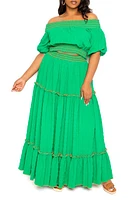 BUXOM COUTURE Smocked Off the Shoulder Puff Sleeve Top & Maxi Skirt Set at Nordstrom,