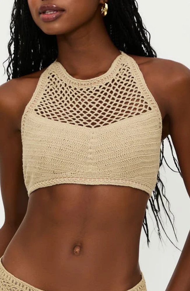 Beach Riot Bambi Crocheted Halter Bikini Top Tan at Nordstrom,