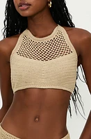 Beach Riot Bambi Crocheted Halter Bikini Top Tan at Nordstrom,