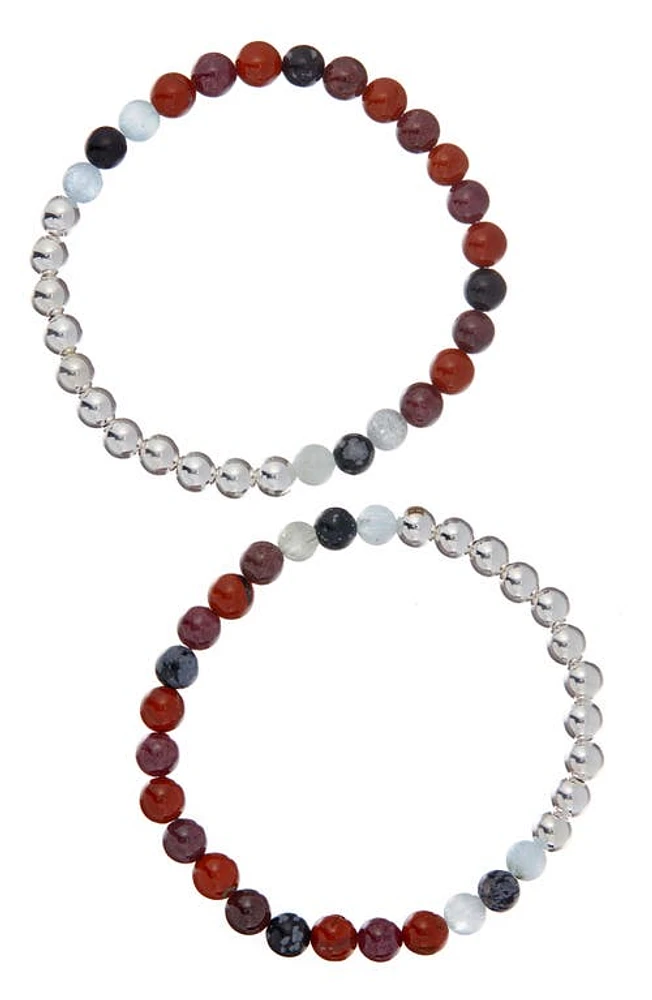 The Healer's Collection N82 Gut Health Set of 2 Healer's Bracelets in Silver at Nordstrom