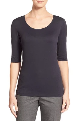 BOSS Scoop Neck Stretch Jersey Top Black at Nordstrom,