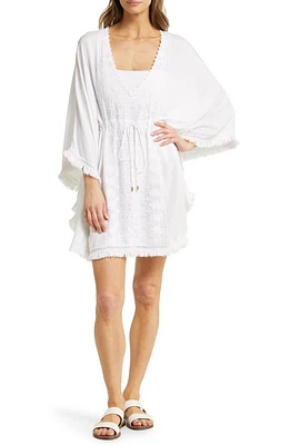 Melissa Odabash Isabelle Embroidered Cover-Up Dress in White/White at Nordstrom