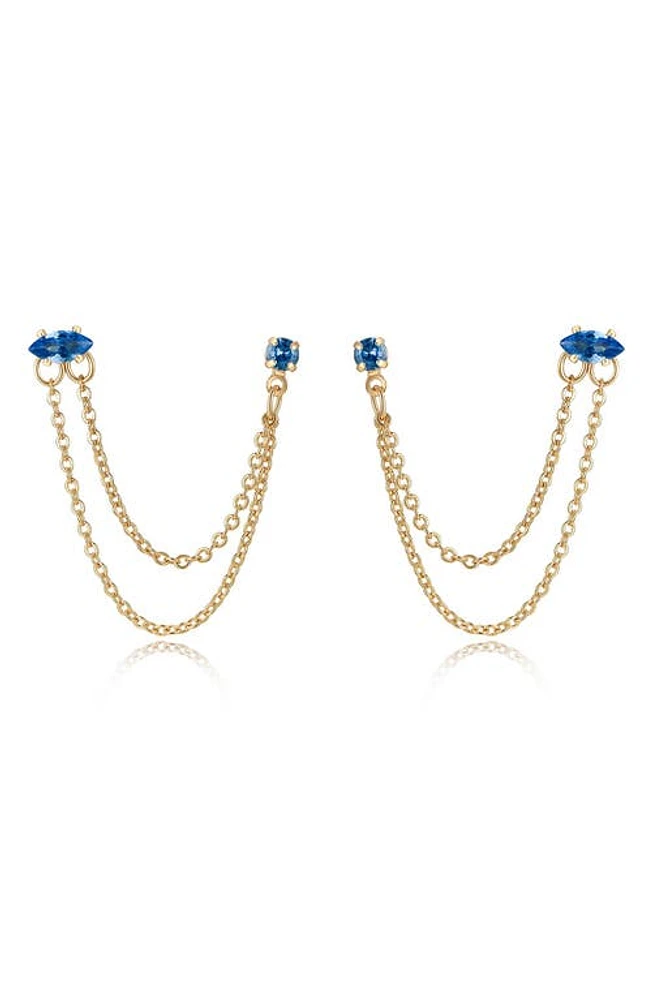 Ettika Double Piercing Chain Drop Earrings in Tanzanite at Nordstrom