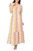 GIBSONLOOK Print Cinch Sleeve Maxi Dress Sunset Mixed at Nordstrom,