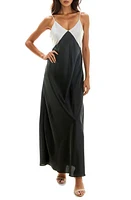 Socialite Colorblock Maxi Slipdress Black/Champange at Nordstrom,