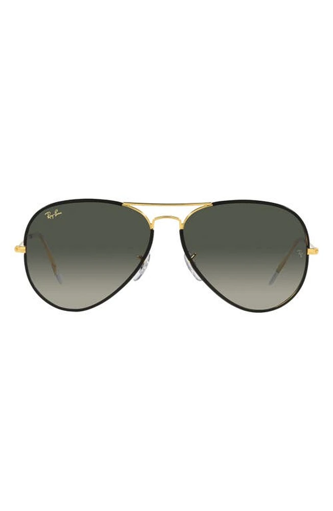 Ray-Ban Aviator Full Color 58mm Sunglasses in Black/Gold/Grey Gradient at Nordstrom