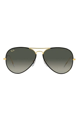 Ray-Ban Aviator Full Color 58mm Sunglasses in Black/Gold/Grey Gradient at Nordstrom