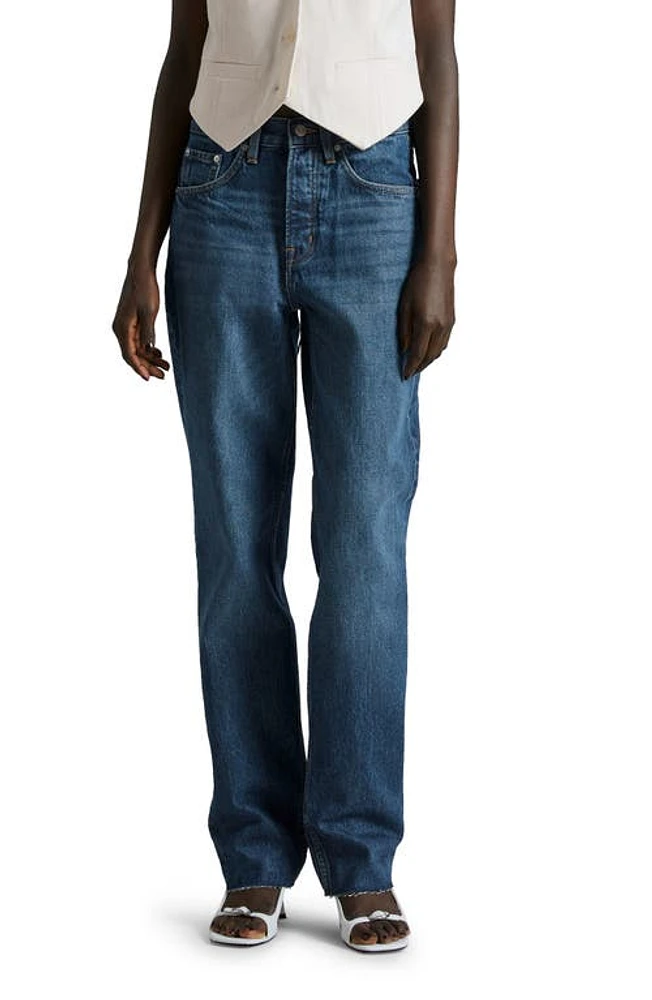 & Other Stories Raw Hem Straight Leg Organic Recycled Cotton Jeans River Blue at Nordstrom,