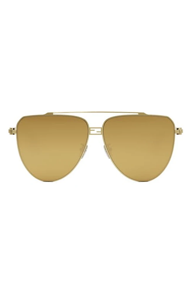 'Fendi Baguette 59mm Pilot Sunglasses in Shiny Endura Gold /Roviex at Nordstrom