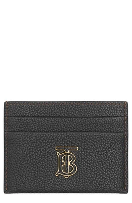 burberry TB Monogram Pebbled Leather Card Case in Black at Nordstrom