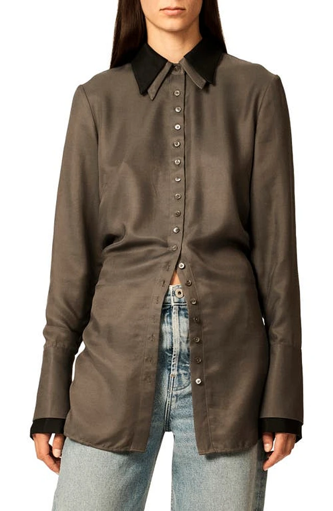 Interior The Nuno Double Collar Button-Up Shirt Steel at Nordstrom,