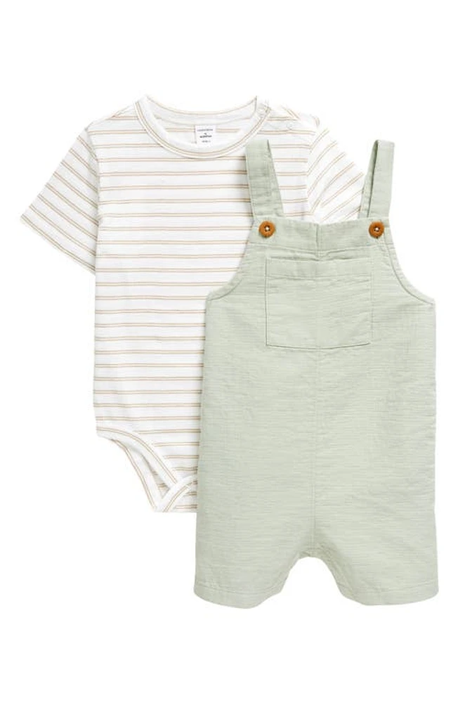 Nordstrom Cotton Bodysuit & Shortalls Set Stripe at Nordstrom,