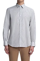 Bugatchi Shaped Fit Microprint Stretch Cotton Button-Up Shirt in Stone at Nordstrom, Size Xxx-Large