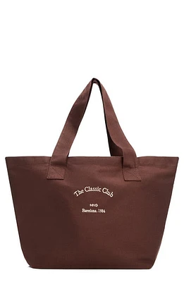 MANGO Cotton Canvas Shopper Tote in Brown at Nordstrom