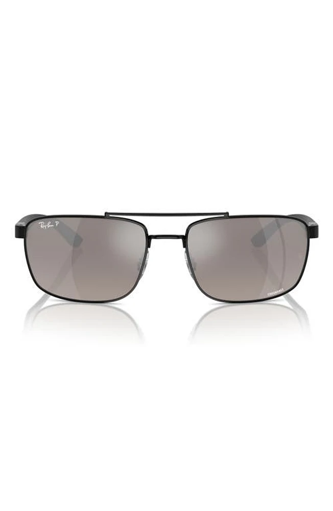 Ray-Ban 60mm Chromance Polarized Rectangular Sunglasses in Black at Nordstrom