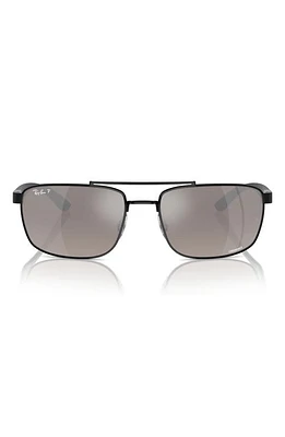 Ray-Ban 60mm Chromance Polarized Rectangular Sunglasses in Black at Nordstrom