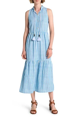 Hatley Maggie Stripe Sleeveless Cotton Seersucker Dress White at Nordstrom,