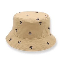 Hope & Henry Boys' Bucket Hat in Khaki With Navy Anchors at Nordstrom