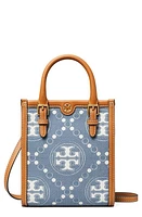 Tory Burch Mini T Monogram North/South Denim Tote in Denim Multi at Nordstrom