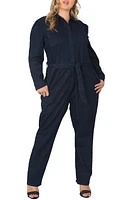 Standards & Practices Janeen Belted Denim Boilersuit in Dark Hand Sand Wash at Nordstrom, Size 1X