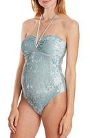 Cache Coeur Mykonos One-Piece Maternity Swimsuit Silver Green at Nordstrom,