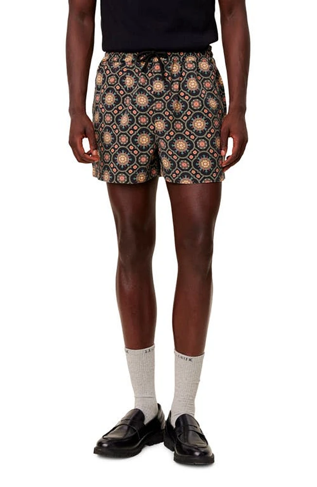 Les Deux Tapestry Shorts Black/Surplus Green at Nordstrom,