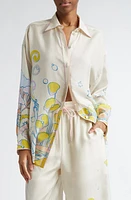 Zimmermann Pop Print Relaxed Silk Shirt Watercolour Multi at Nordstrom,