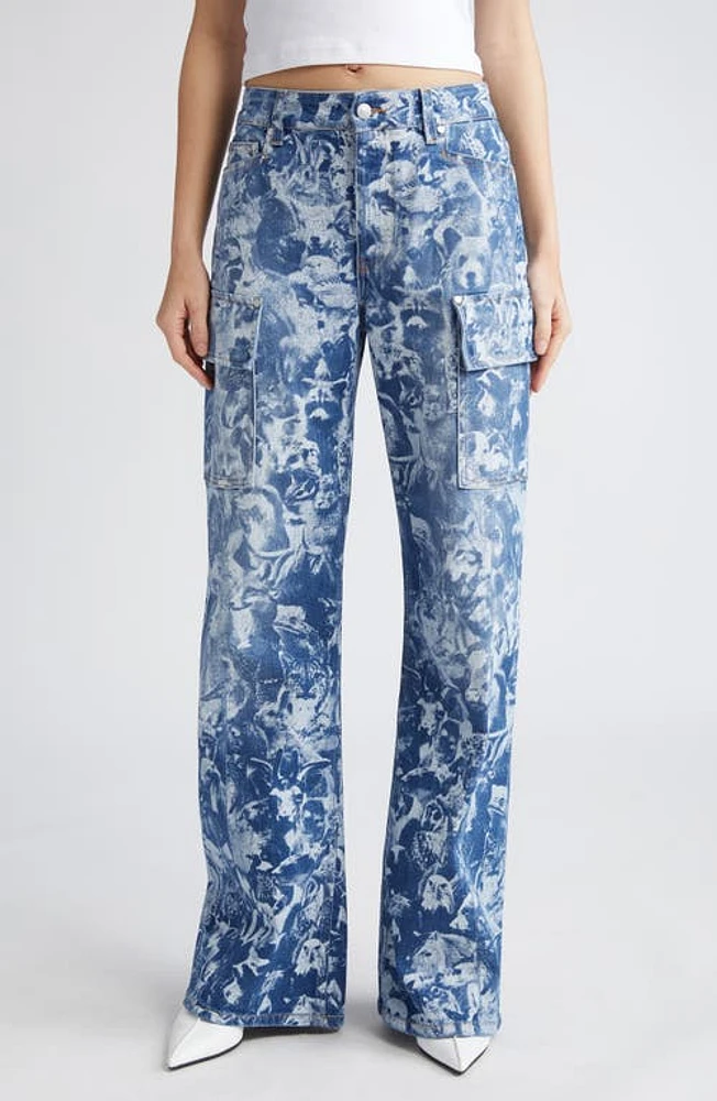 Stella McCartney Animal Crowd Wide Leg Cargo Jeans 4709 - Wash at Nordstrom,