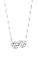 SHYMI Fancy 2-Stone Bezel Pendant Necklace in Silver/White at Nordstrom, Size 16