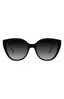 The Fendi Baguette 54mm Round Sunglasses in Shiny Black /Smoke Polarized at Nordstrom